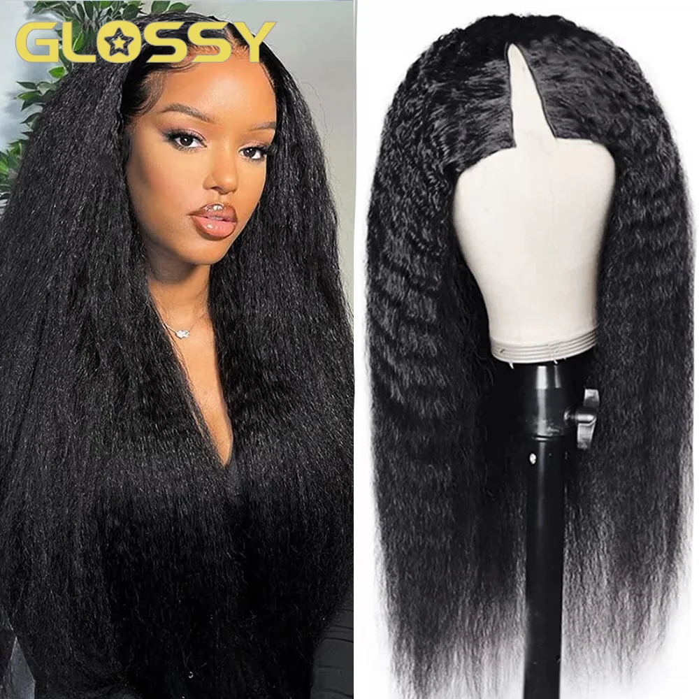 V Part Wig Human Hair No Leave Out Kinky Straight Wig 250 Density Lace Wigs for Women Glueless U Part Wig Human Hair Wigs