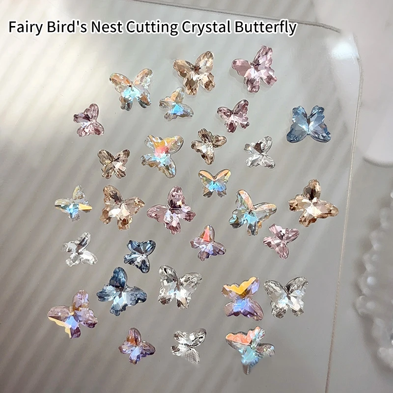 10 шт. мини-украшения для ногтей с бабочкой из циркона стразы S/L стереоскопическая