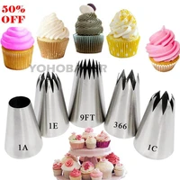 5pcs large metal cake cream decoration tips set pastry tools stainless steel piping icing nozzle cupcake head dessert decorators
