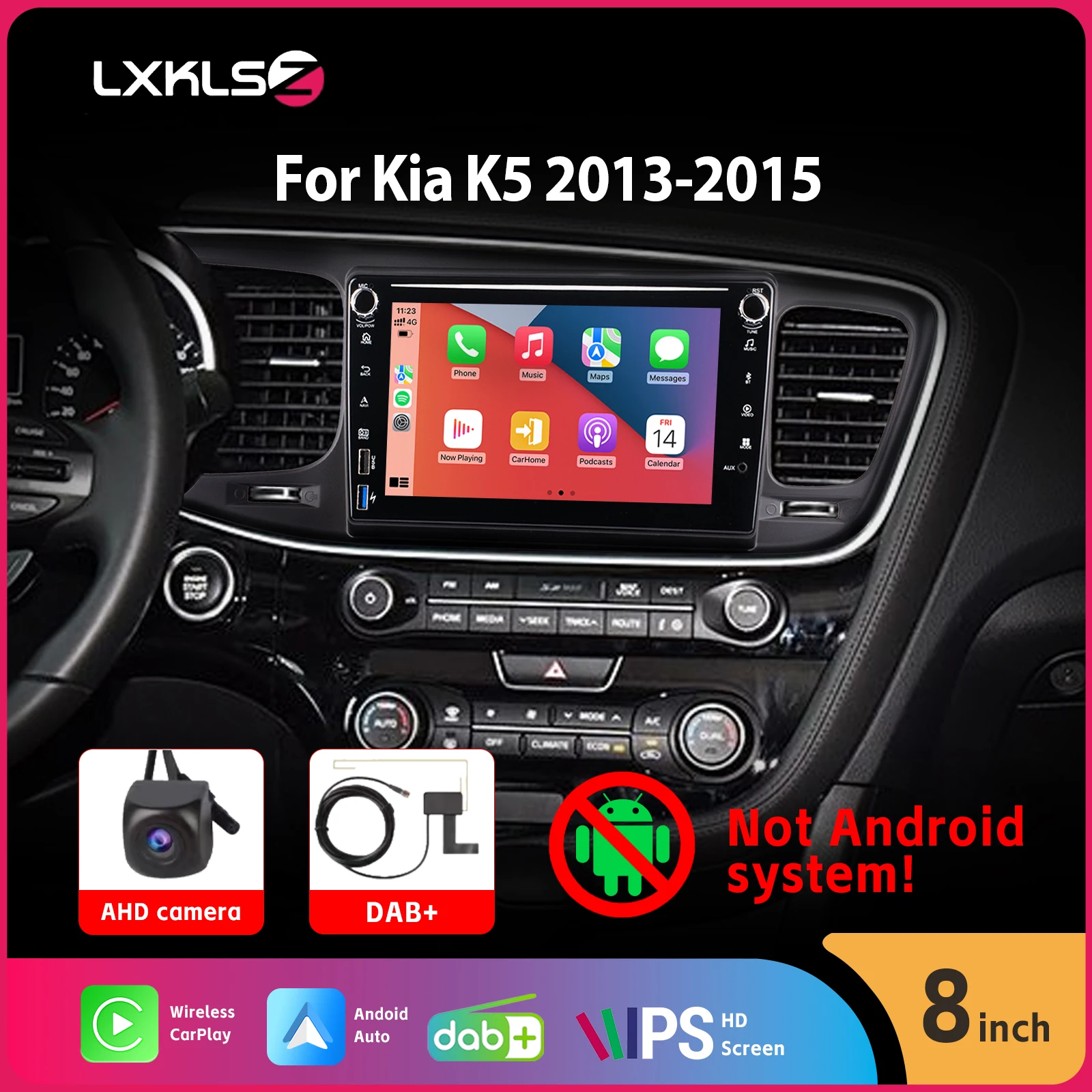 8-дюймовый автомобильный радиоприемник с беспроводной камерой Carplay Android Auto AHD для