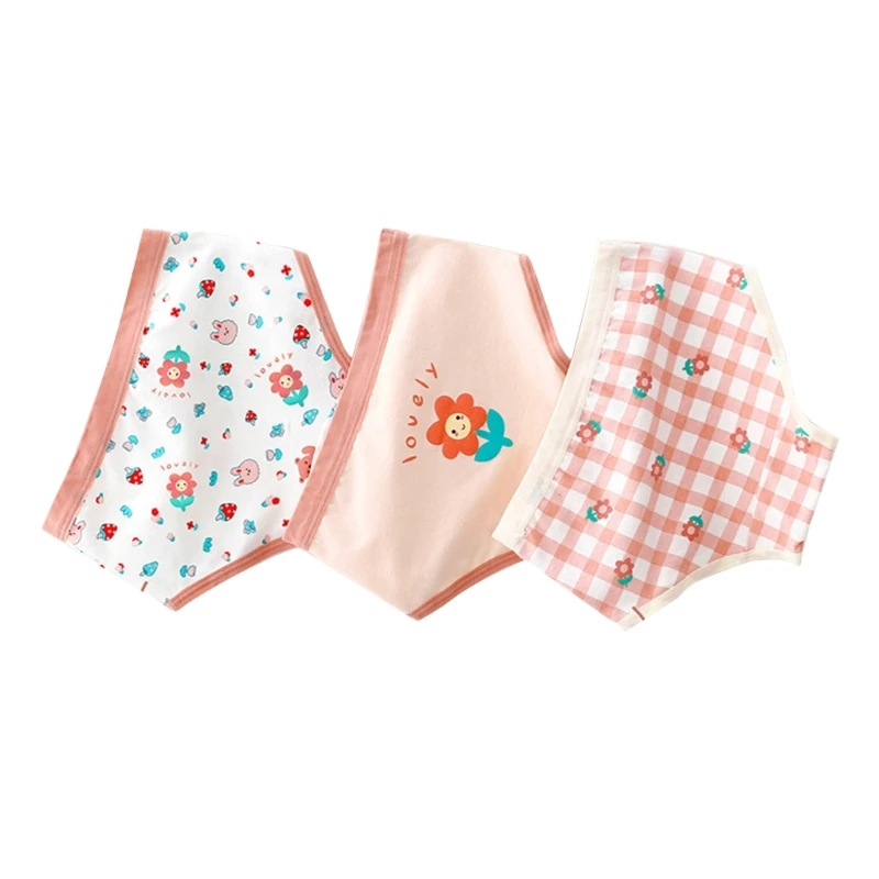 

N80C 3-Piece Cotton Girl Underwear Soft Toddlers Cartoon Shorts Panties Briefs for Children Girls Teens Underpant 2-14 Years