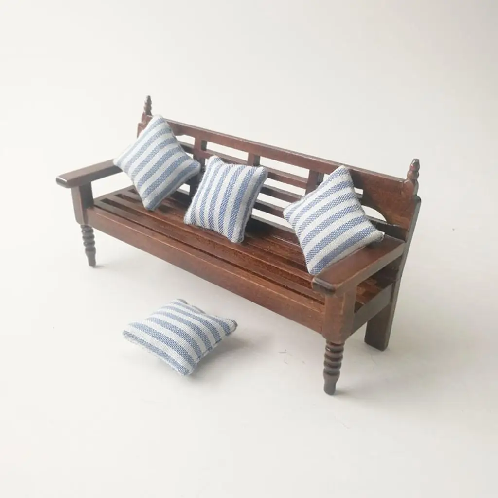 

Скамейка для кукольного домика 1:12 с подушкой, диван для кукольного домика Ob11