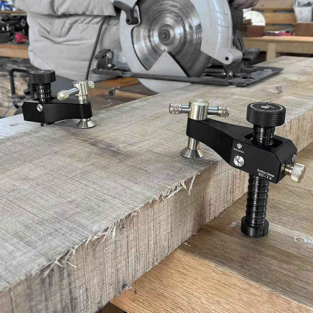 

HONGDUI Woodworking Desktop Surface Fixing Clamp Aluminum Alloy Table Hold Down Clamp DIY Fixing Clip Practical for 19/20mm Hole