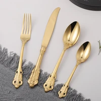 4pcs gold cutlery set kitchen tableware 1810 stainless steel dinnerware set fork spoon knife golden flatware set dropshipping