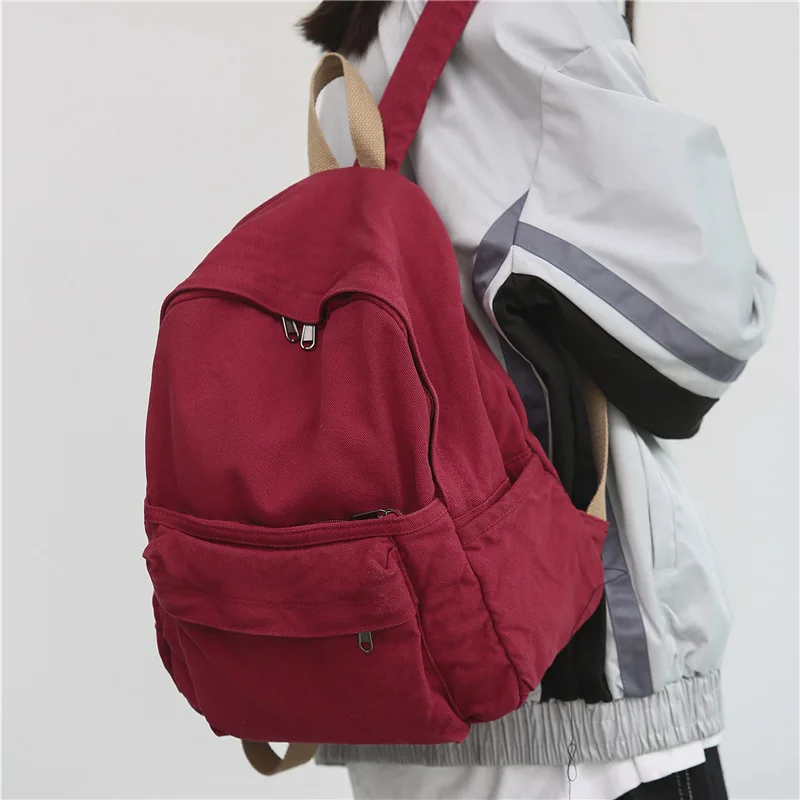 

2022 Women Canvas Backpack College Students Bookbag Laptop Bag Large Capacity Travel Backpack Female School Bags For Teen Girl