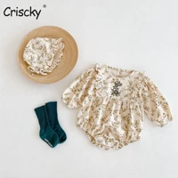 criscky autumn toddler baby girl boys print thickened jumpsuit newborn baby romperhat long sleeve baby girl boys clothes