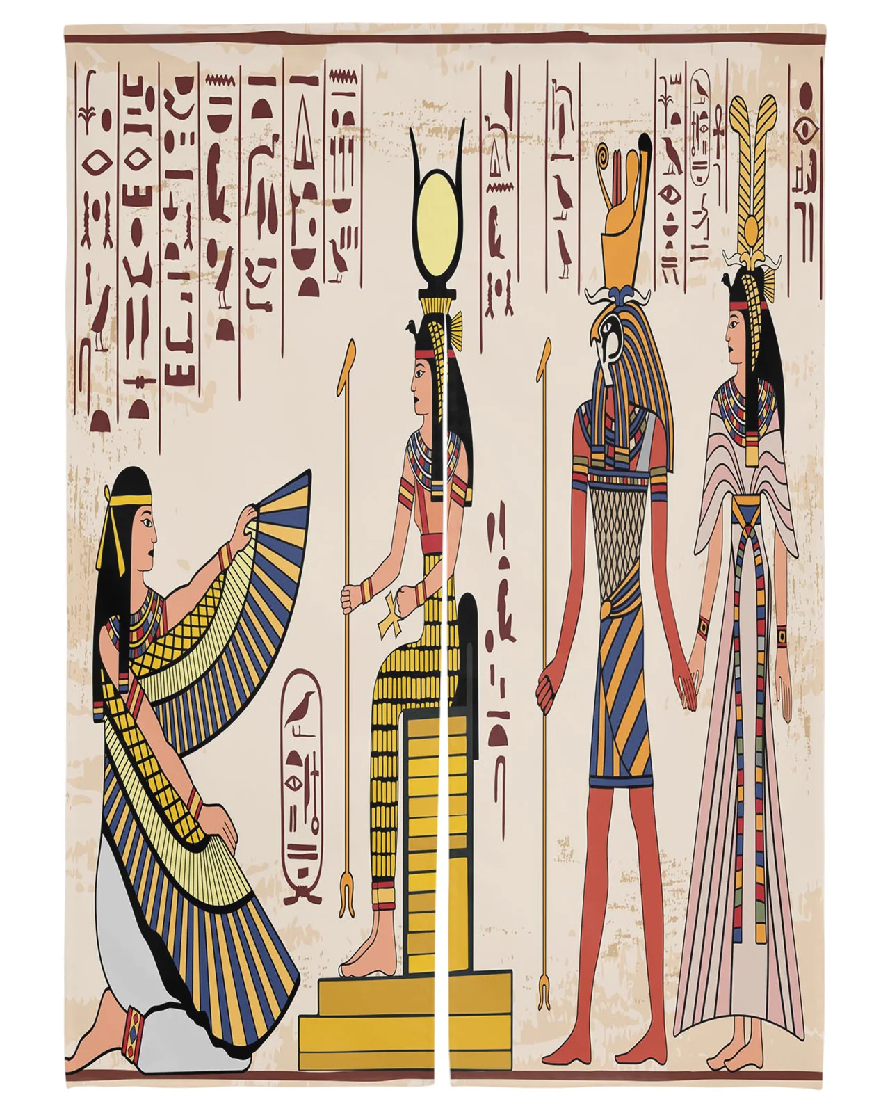

Egyptian Mural Culture Ancient Art Door Curtain Japanese Partition Kitchen Decorative Drapes Entrance Hanging Half-curtain