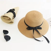 summer wide brim foldable portable beach hat straw cap sun hat visors