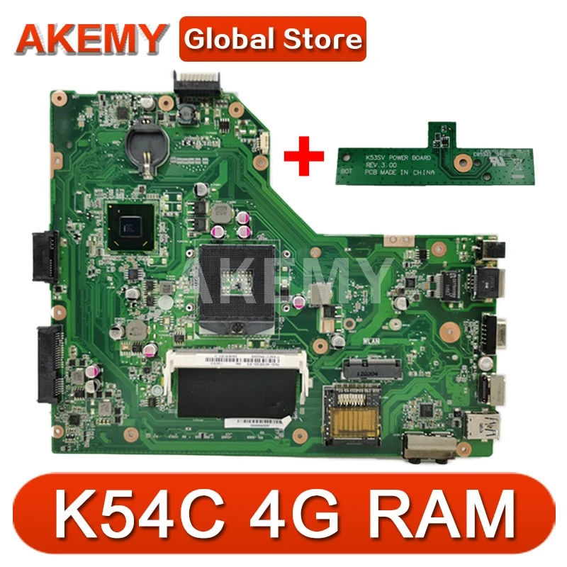 

Материнская плата AK K54C для ноутбука ASUS K54C X54C K54 K54Ly K54hR, протестированная оригинальная материнская плата 4G RAM PGA989