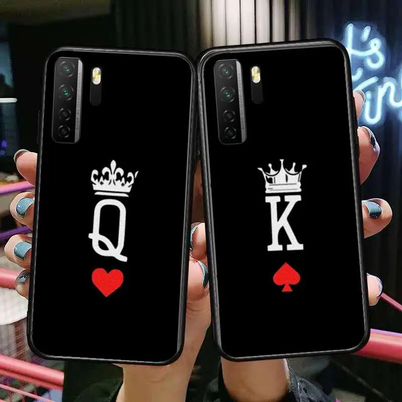 

King Queen Crown Couple Lover Black Soft Cover The Pooh For Huawei Nova 8 7 6 SE 5T 7i 5i 5Z 5 4 4E 3 3i 3E 2i Pro Phone Case ca