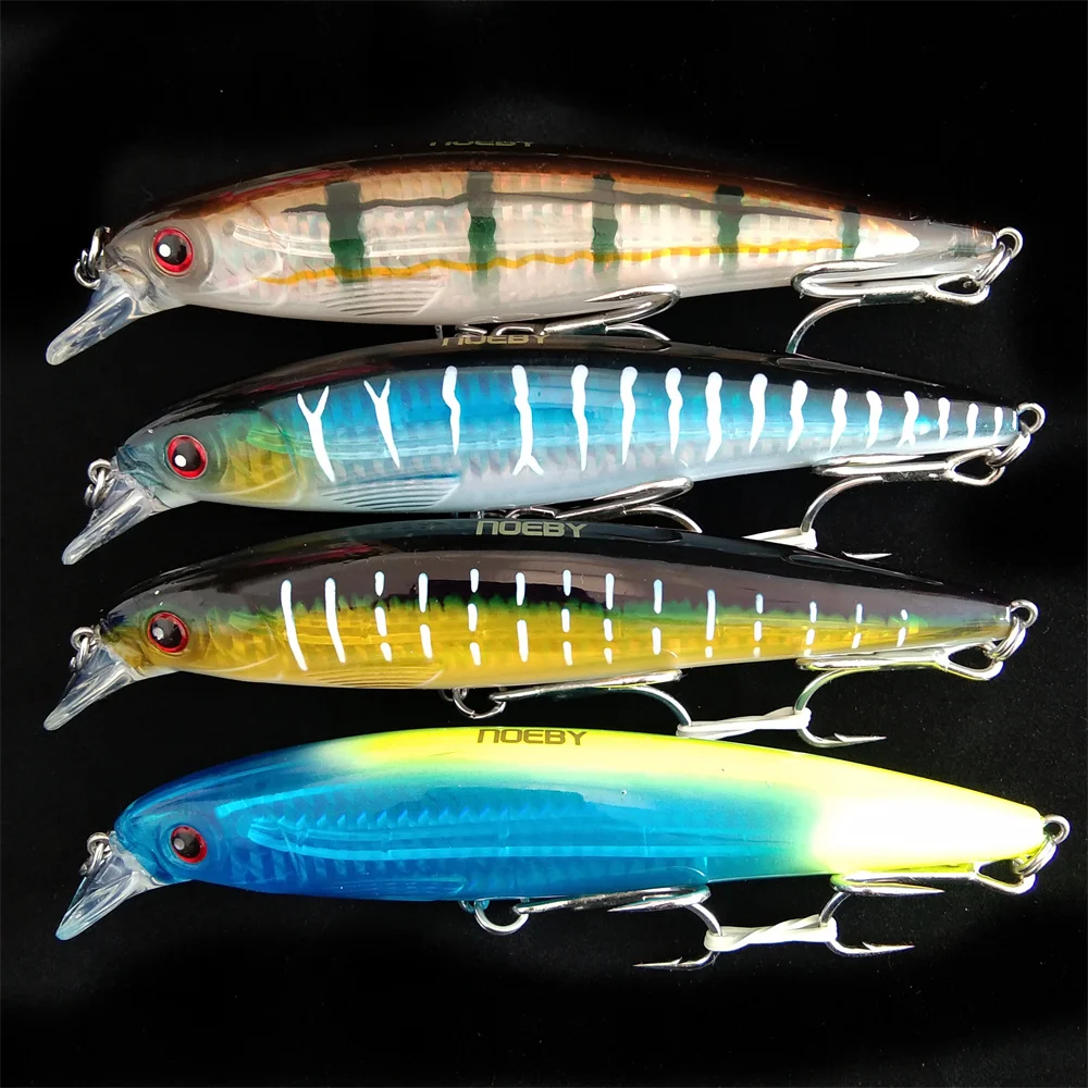 

Noeby 4pcs 14cm 40g Minnow Fishing lure Hard Bait Floating Wobblers Laser Professional Artificial Bait Long Casting