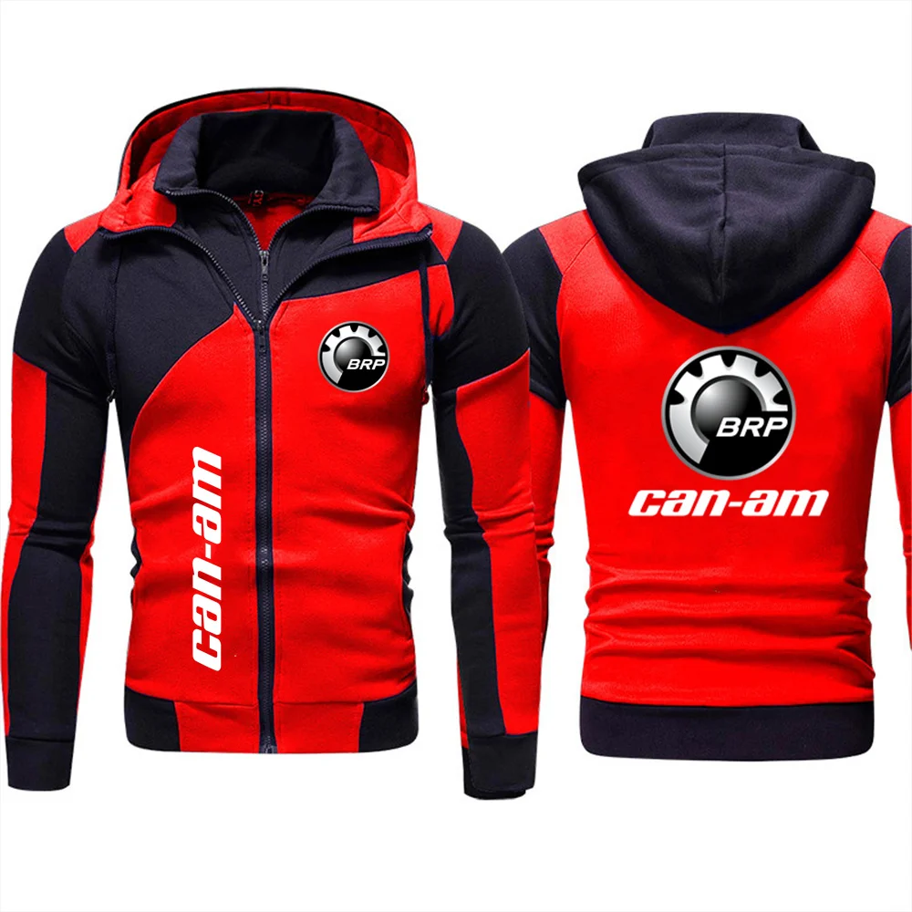

Autumn 2022 Men's Hoodie Jacket Brp Can am Logo Hoodie Double Zip Sweatshirt Heavy Wool Casual Pullover Men's Dress Motorcycle