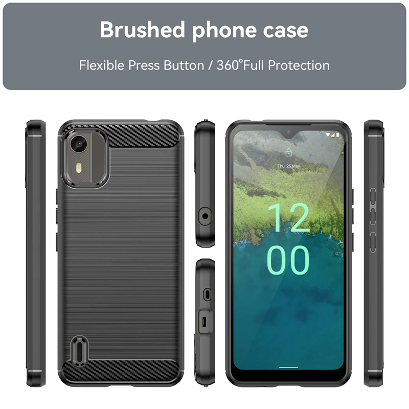 For Cover Nokia C12 Pro Case For Nokia C12 Pro Bumper Anti-knock Silicone Carbon Fiber Back Case For Nokia C12 Pro Case 6.3 inch