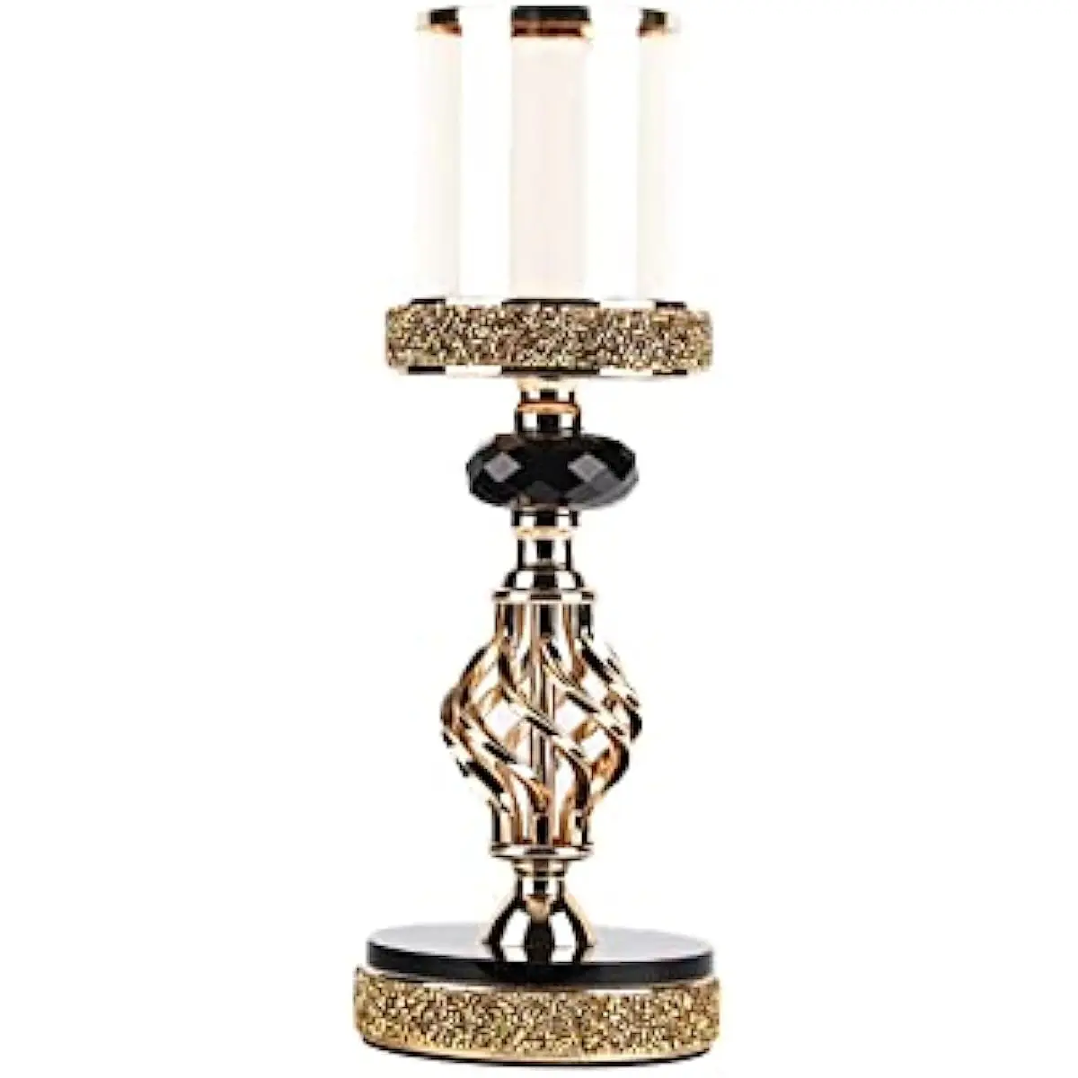 Metal Crystal Hurricane Candle Holders,Detachable Clear Glass Cover,for Candlelight Dinner,Weddings,Christmas,Dining Table