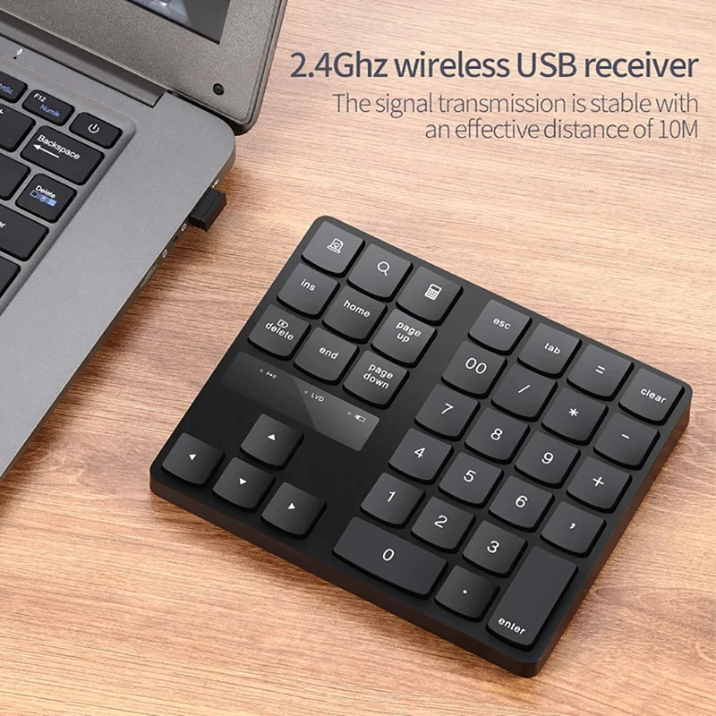 Фото Беспроводная цифровая клавиатура 2,4G MC533 Numpad, перезаряжаемая 35-клавишная цифровая цифровая клавиатура с USB-приемником для IOS Android Windows №2