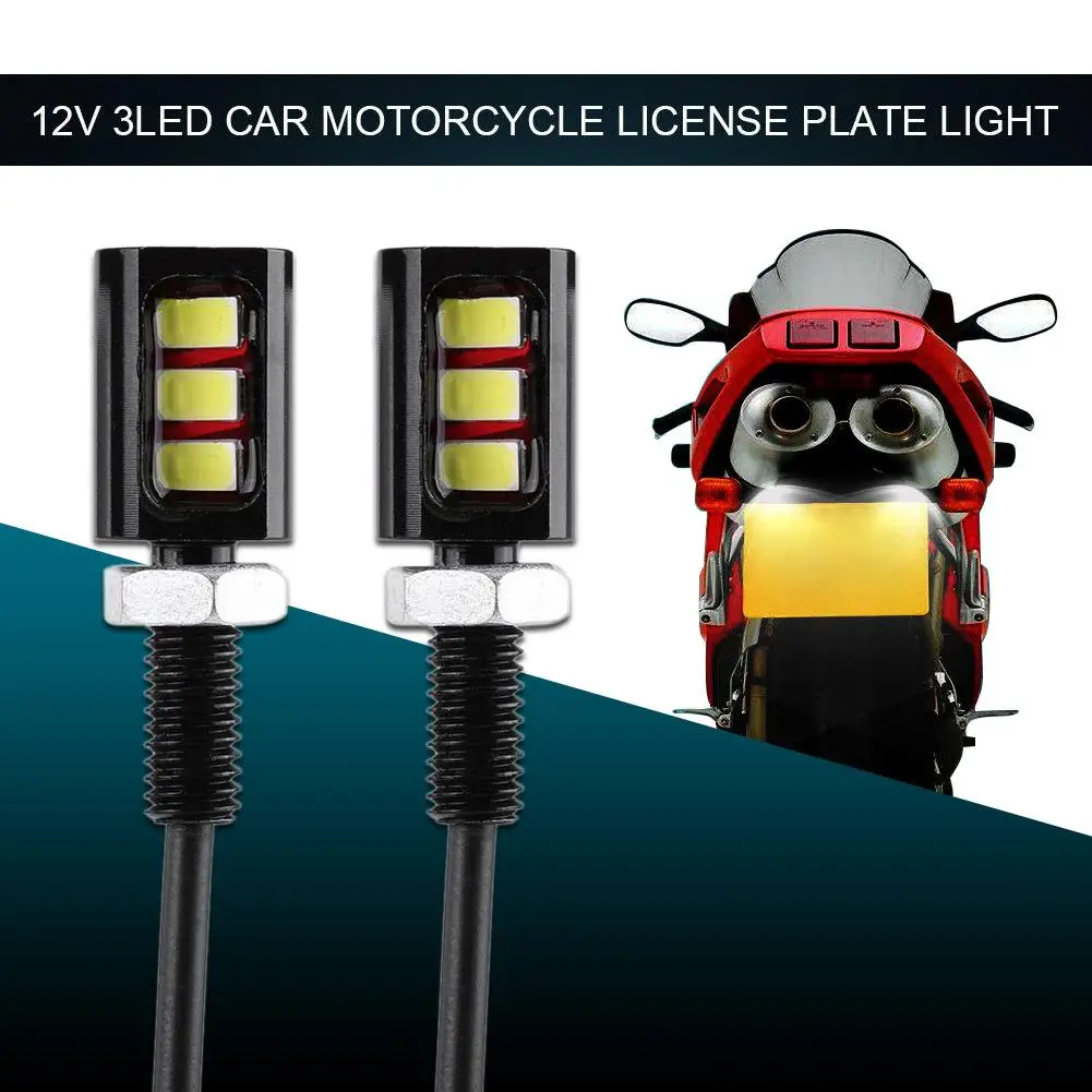 2PCS LED Car Motorcycle License Number Plate Lights Lamp Auto Tail Front Screw Bolt Bulbs Lamps Light Source 3 led 5630 SMD - купить по