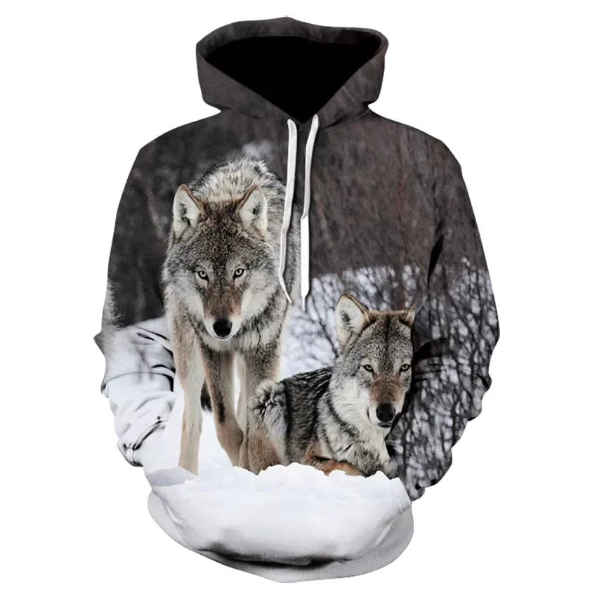 

hoodie fall fashion men and women casual street wear harajuku pullover Wolf personality printed sports