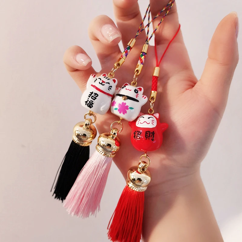 

Mobile Phone Lanyard Pendant Short Pendant Anti-lost Pendant key lanyard Retro Tassel Pendant Couple Models Lucky Cat Antique