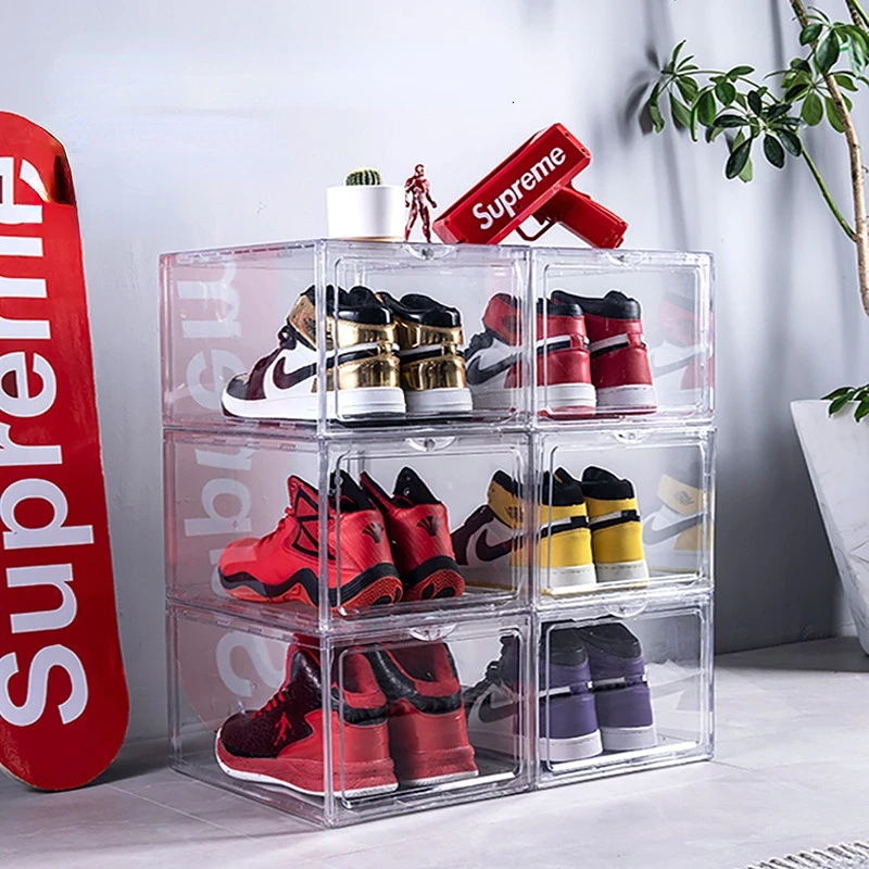 

Foldable Plastic Shoes Case Thickened Transparent Drawer Box Plastic Shoe Boxes Dust-proof Stackable Box Shoe Organizer Cabinet