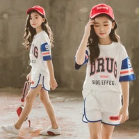 teenage boys girls 2pcs team sport sets summer clothes outfit teen cotton clothing shorts shirt pants school child student 11 14