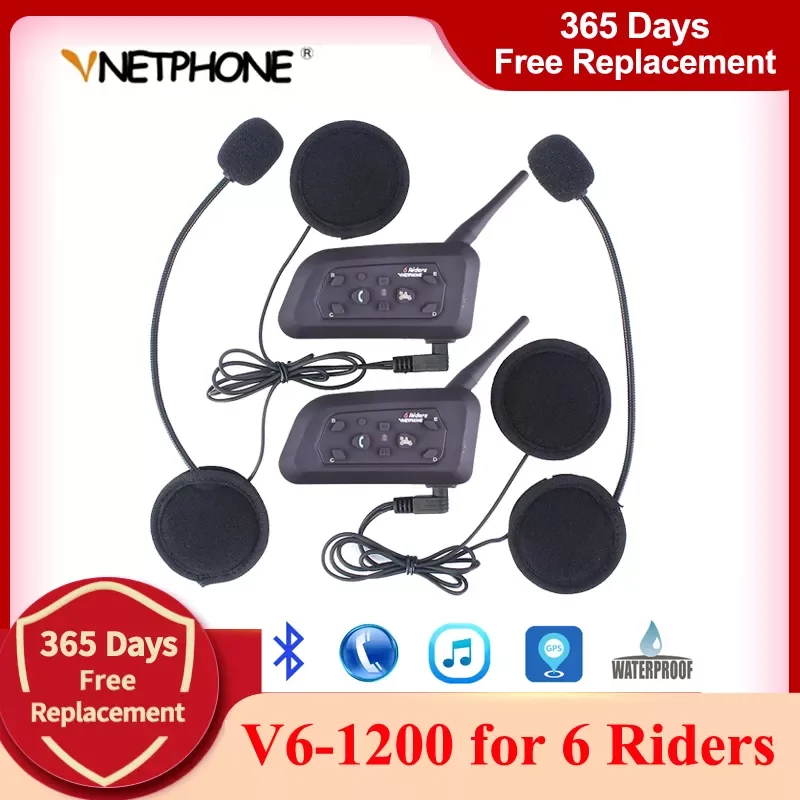 

V6 Helmet Intercom 6 Riders 1200M Motorcycle Bluetooth Intercom Headset Intercomunicador Del Casco V6 Intercom Headsets