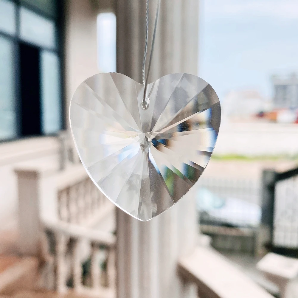 

40mm Heart Crystal Hanging Decor Suncatcher Chandelier Crystal Prisms Pendant Faceted Rainbow Maker Home Garden Wedding Decor