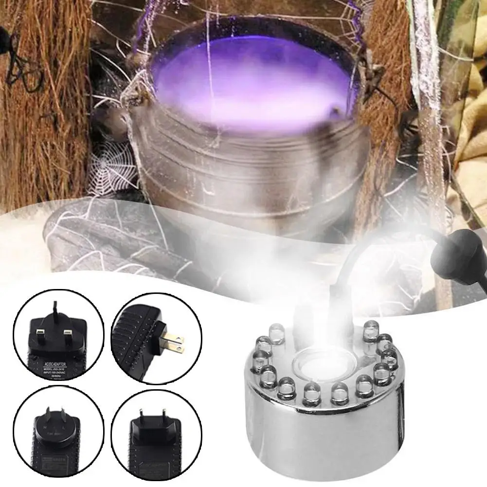 

New Feng Shui Wheel Atomizer Halloween Mini LED Landscape Fog Maker Fountain Pond Fog Machine Atomizer For Halloween Decora Q8A6