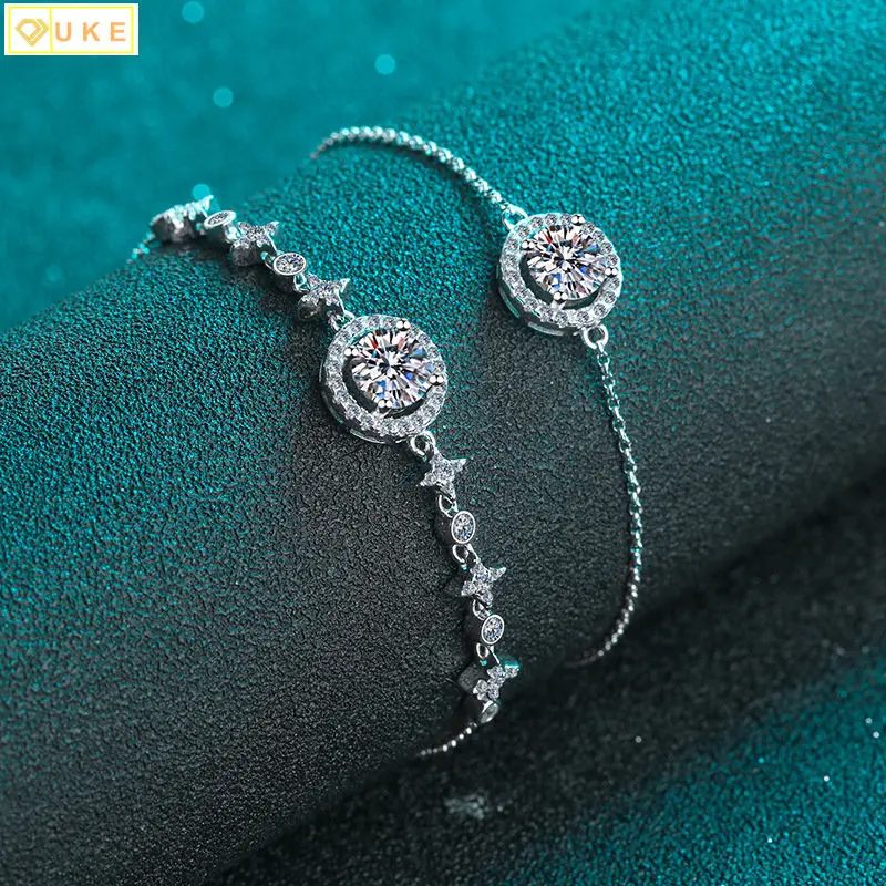 

Женский браслет-цепочка из серебра 925 пробы, с муассанитом