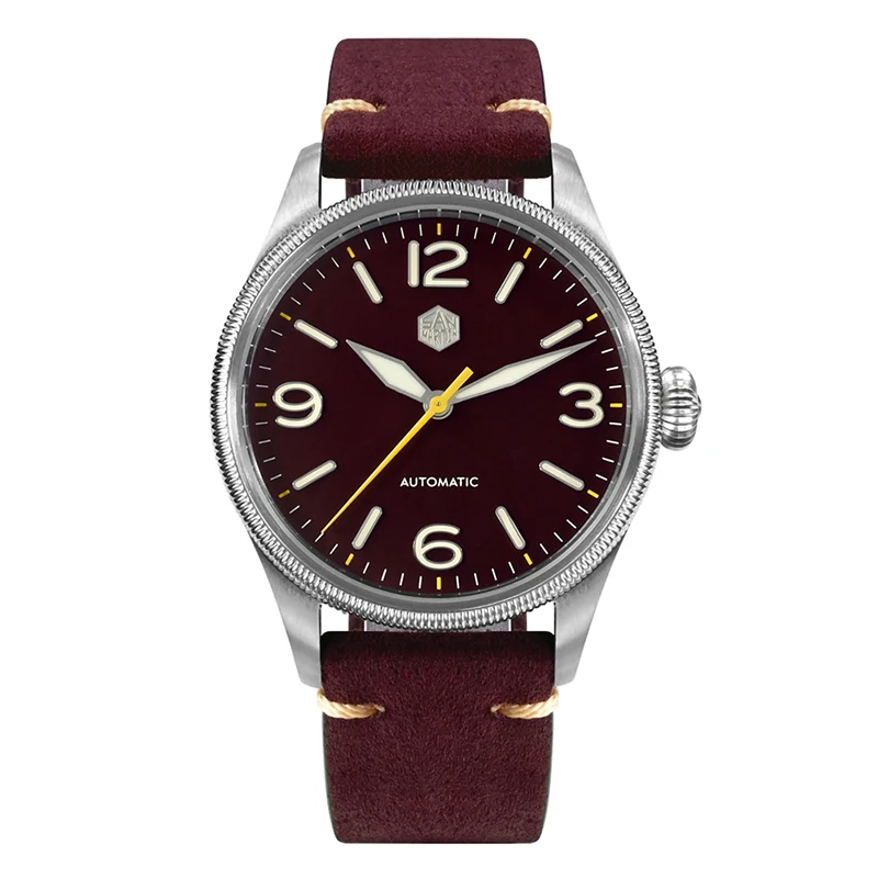 

San Martin Men Automatic Watch 38.5mm Pilot Mechanical Wristwatch Luxury Top Hat Sapphire 100M Waterproof BGW-9 Luminous YN55