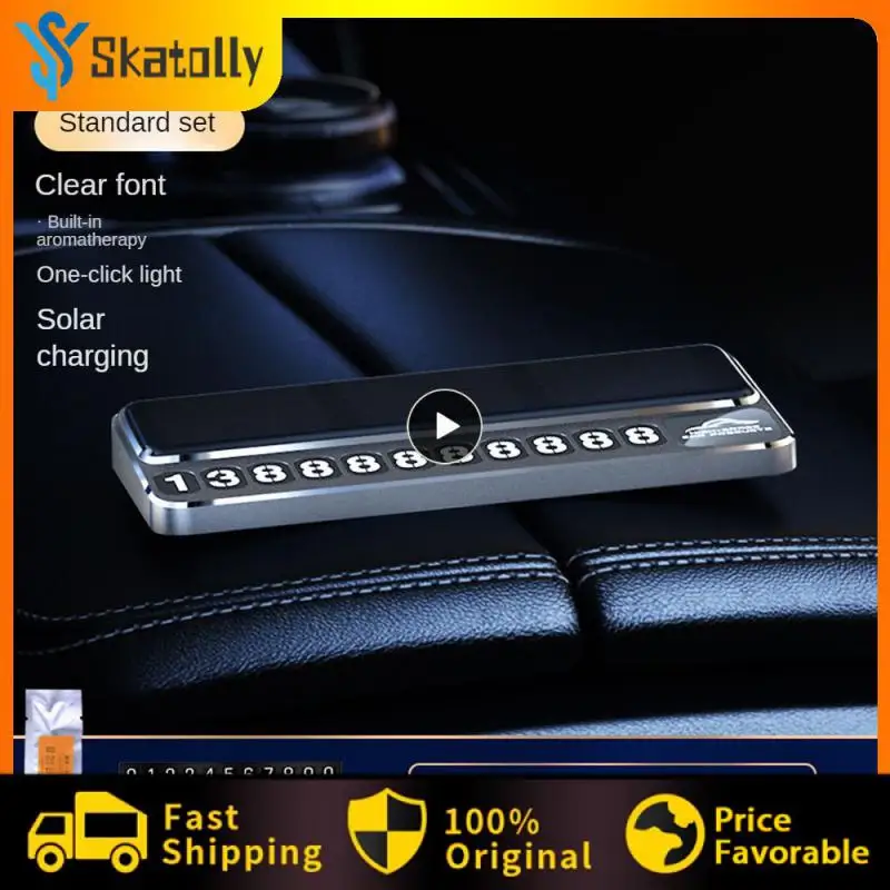 

Zinc Alloy Temporary Parking Number Plate Multifunctional Universal Solar Aromatherapy Durable Car Supplies