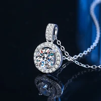 the new silver round bag zircon necklace moissan pendant one carat collarbone sleeve chain fashion popular minimalist jewelry