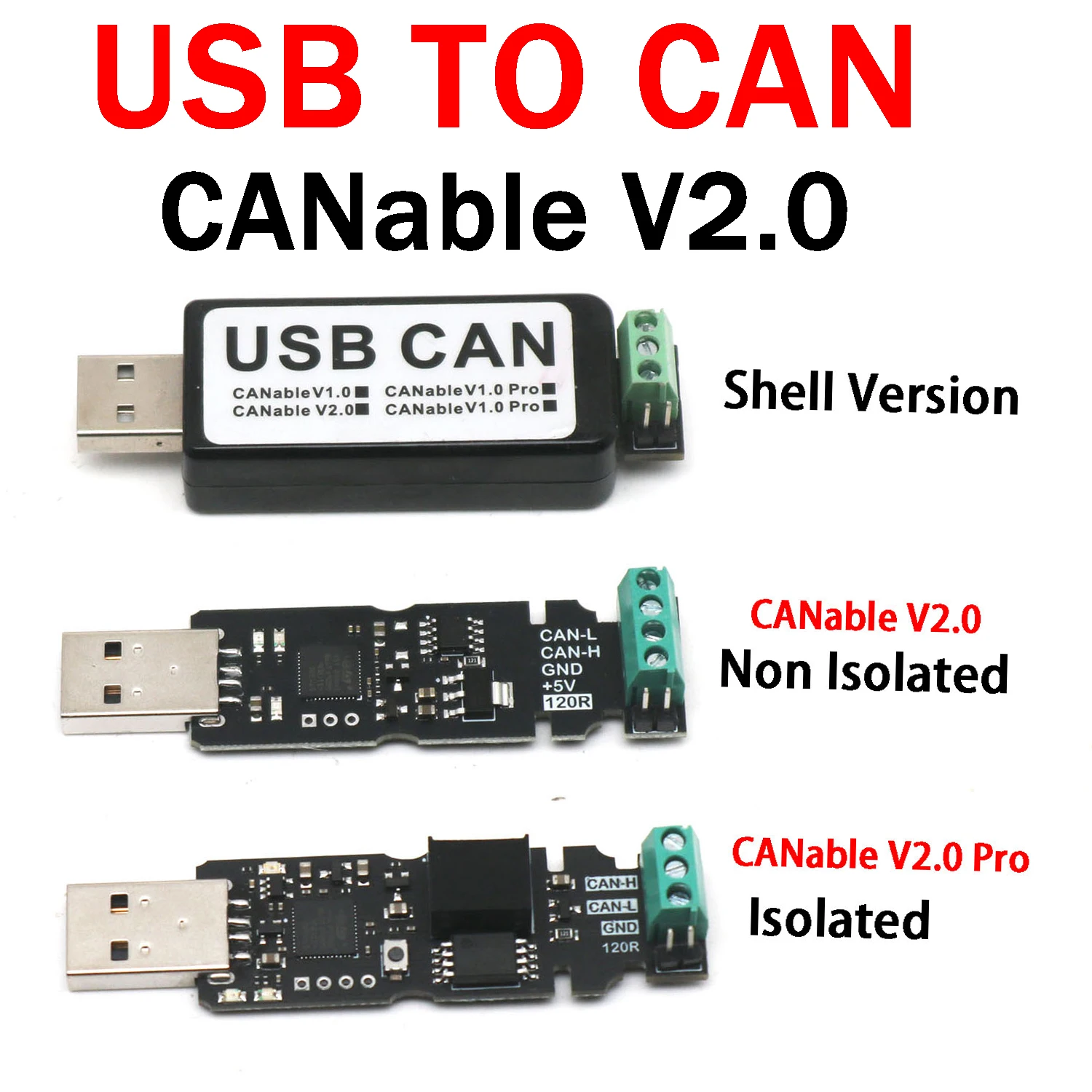 USB-CANFD CANable V2.0/USB-CANFD CANBUS Analyzer Debugger SLCAN Cangaroo USBCAN BUS Protocol Adapter Transceiver