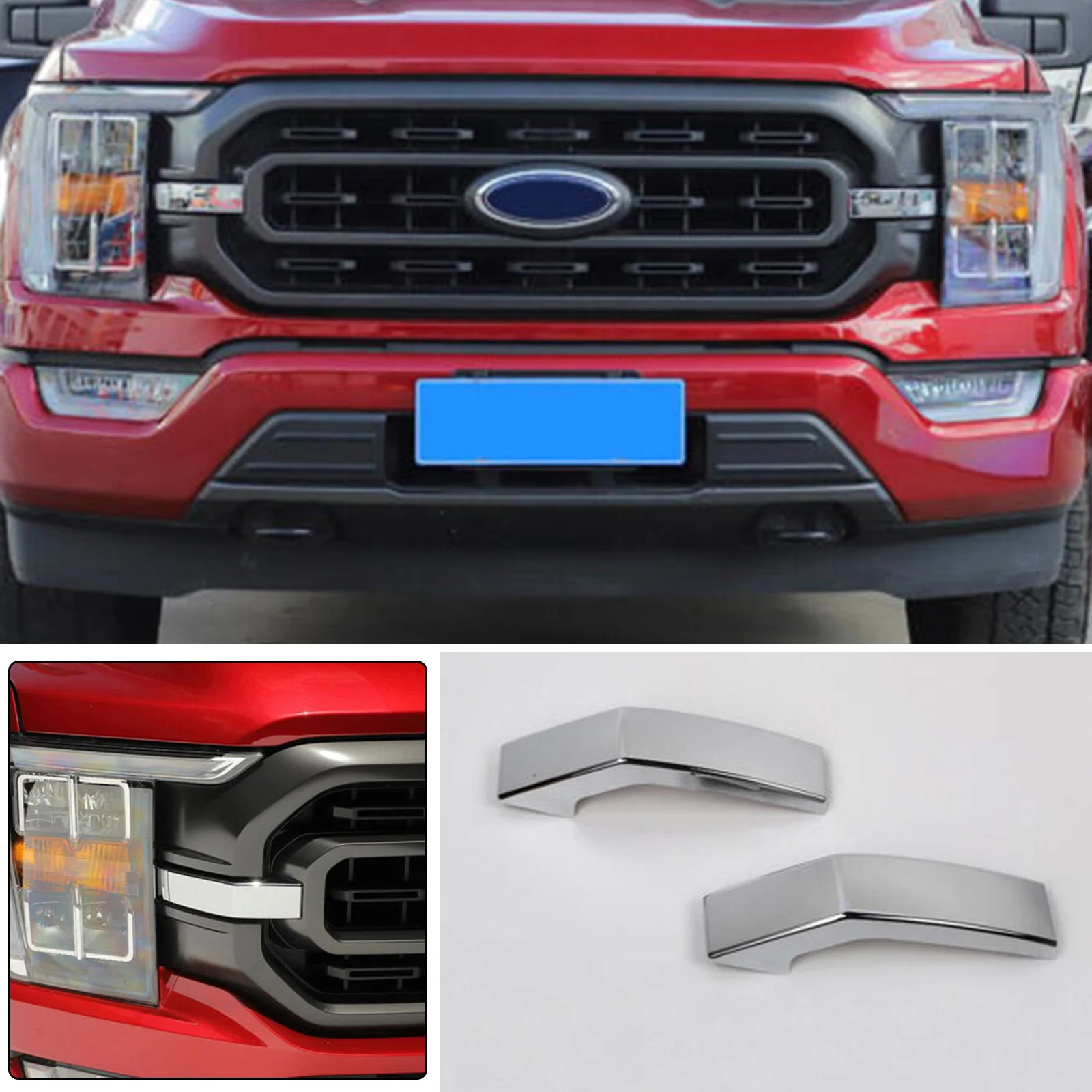 

For Ford Grille Cover Trim Cover Decoration Garden Indoor Headlight Left Parts Replacements Right ABS Accessories