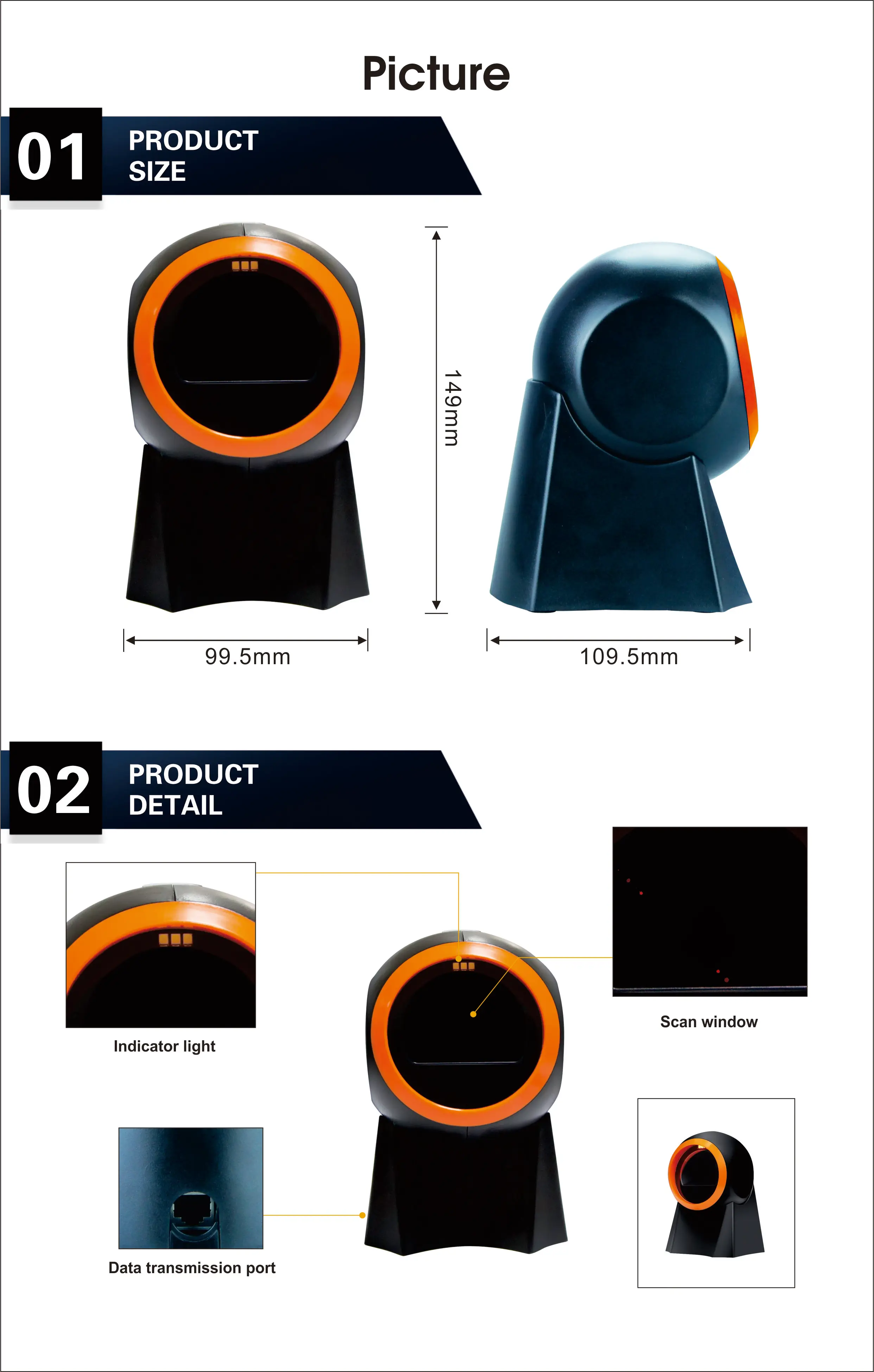Hot selling Supermarket auto Scan Desktop USB 2D Qr Bar Code Reader Barcode Scanner Qrcode Scanners GT-8800E |