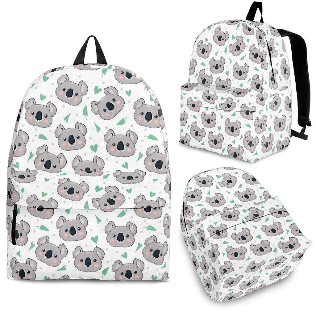 

YIKELUO Cute Cartoon Koala Backpack Children's School Bag Plant Print White Durable Brand Knapsack Casual Travel Bag With Zipper