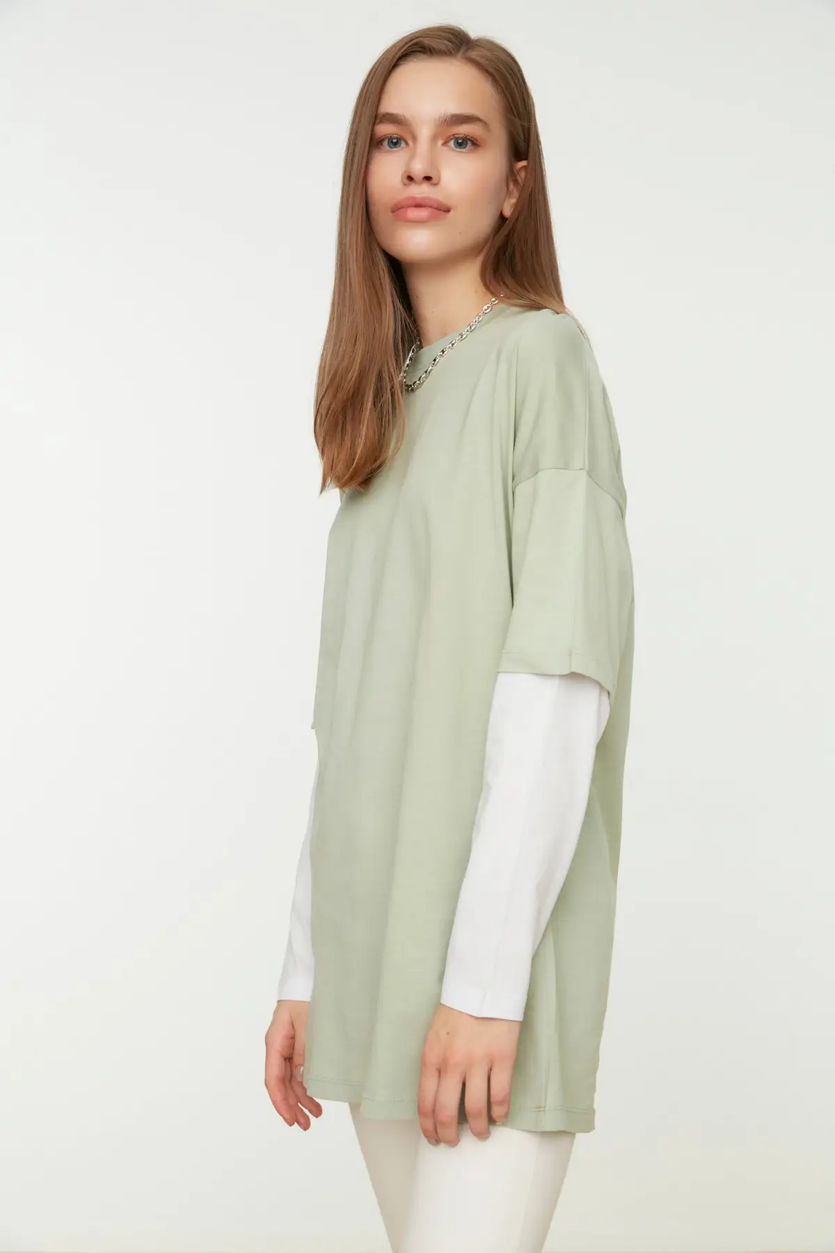 

Green Sleeve Detail Knitted Tunic TCTSS21TN0348
