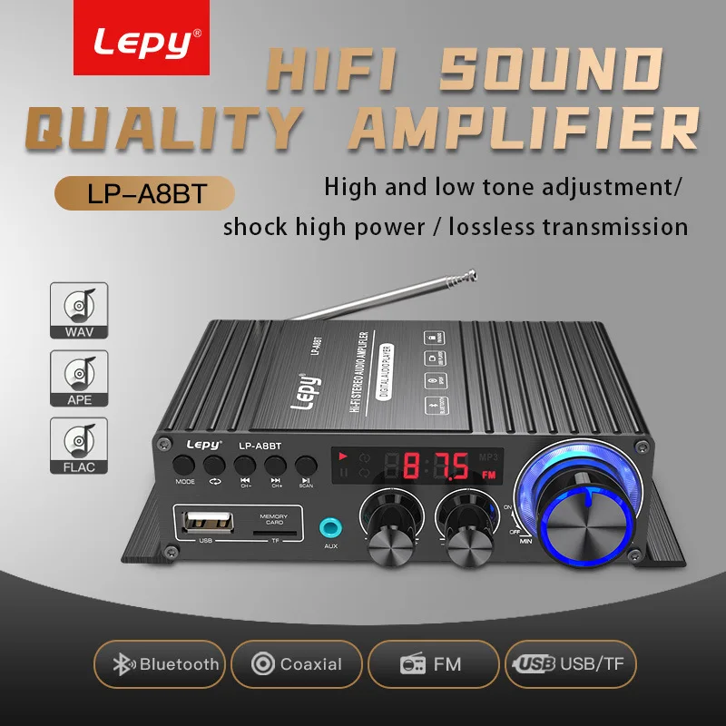 Фото Коаксиальный усилитель декодирования Bluetooth 5,0, FM, USB, функция TF, поддержка WAV/APE/FLAC, музыка без потерь, 3x30 Вт №1