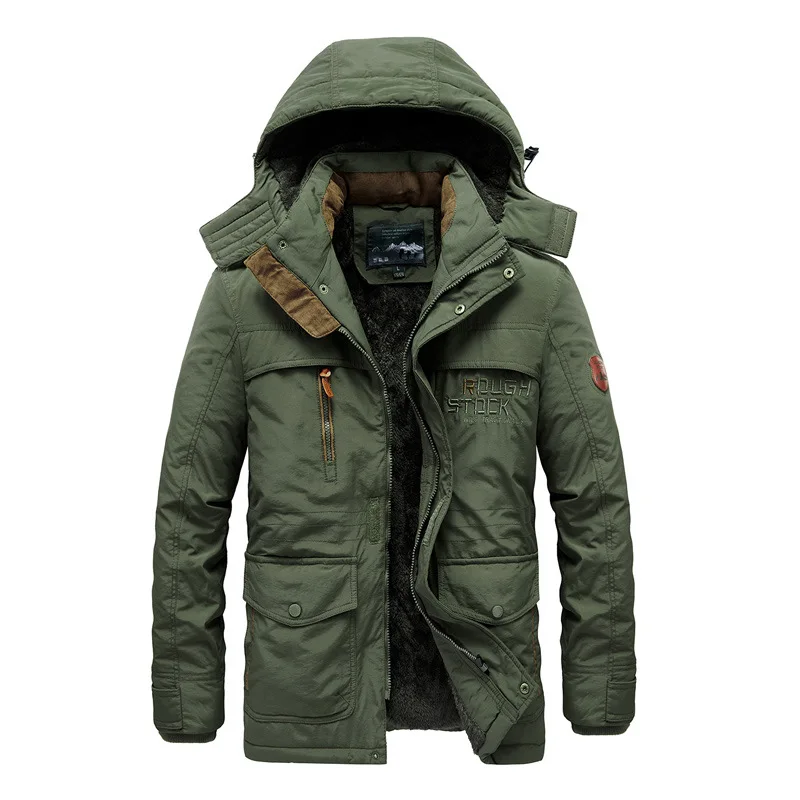 Winter 2022 Men's Cashmere Padded Medium Length Hooded Padded Coat Fashionable Men's Casual Oversized Men's Coat