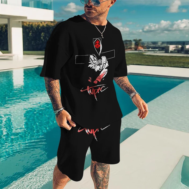 Outfits For Men Summer Clothes Trend 3D Printed T-shirt Shorts 2-Piece Street Fashion Hip Hop Style Set Men's Sportswear