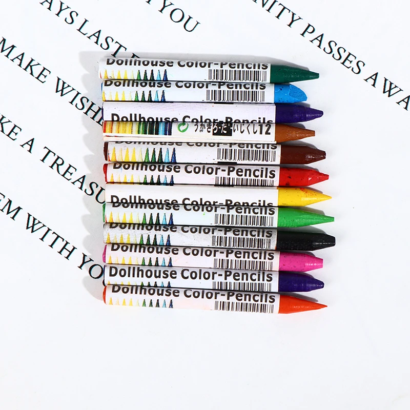 

Dollhouse Mini Boxed Colorful Crayons 12-Color Miniature Creative Scene Model Living Room Doll Parts Accessories Gift
