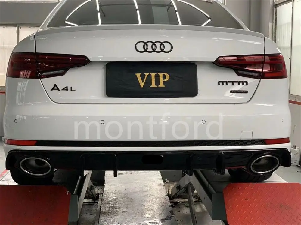 

ABS Plastic Rear Bumper Lip Diffuser Spoielr Exhaust Protector for Audi A4 B9 S4 Sline 2016-2019 Car Styling