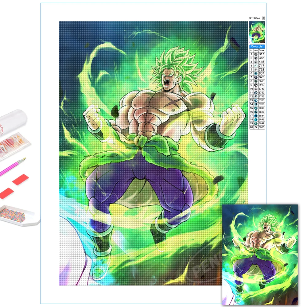 

Green Hair Broly Picture 5D Diy Diamond Paintings Dragon Ball Anime Embroidery Kits Rhinestone Cross Stitch Home Decor Kids Gift