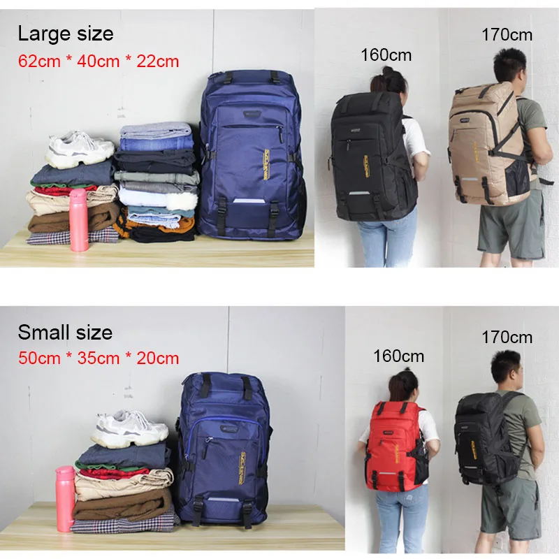 

Вместительный дорожный рюкзак для мужчин объемом 50 л/80 л, уличные спортивные походные рюкзаки, чемодан, школьная сумка, нейлоновая сумка