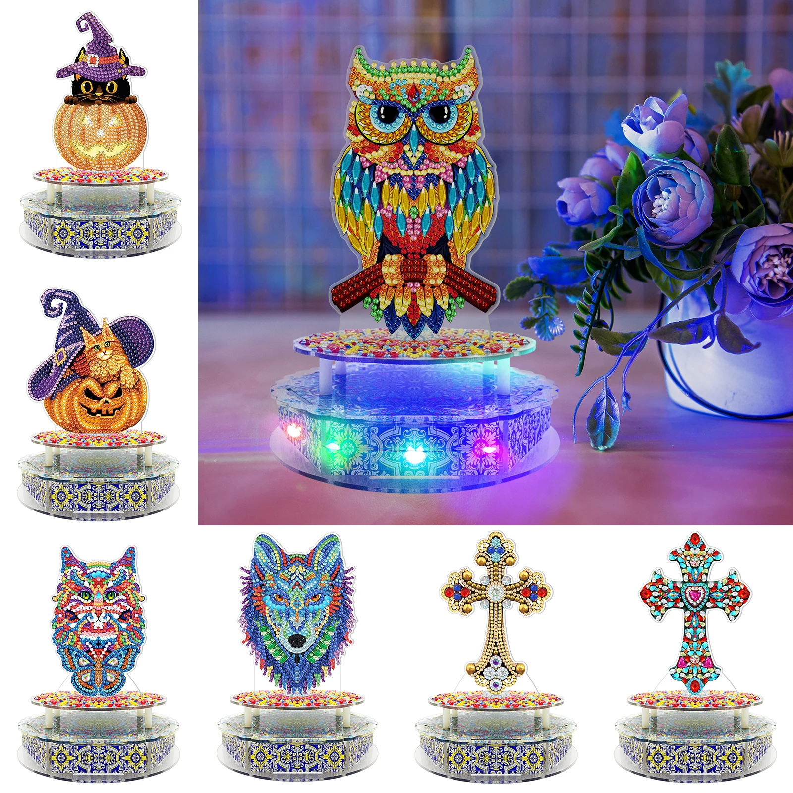 

5D Diamond Art Music Box with LED Light Diamond Mosaic Handmade DIY Craft Kits for Adults Desktop Decoration Birthday Gift