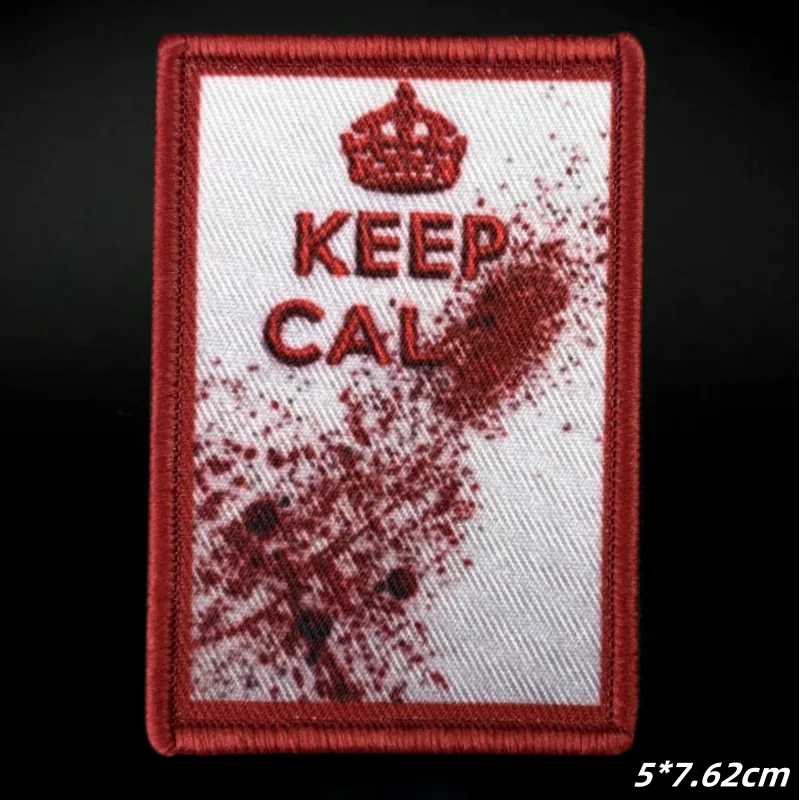 Фото KEEP CALM тактическая нашивка с принтом, пятна крови, нашивки на липучке, военные нашивки на липучке, армейский значок времен Второй мировой войны, боевой значок, повязка на руку, наклейки на рюкзак №5