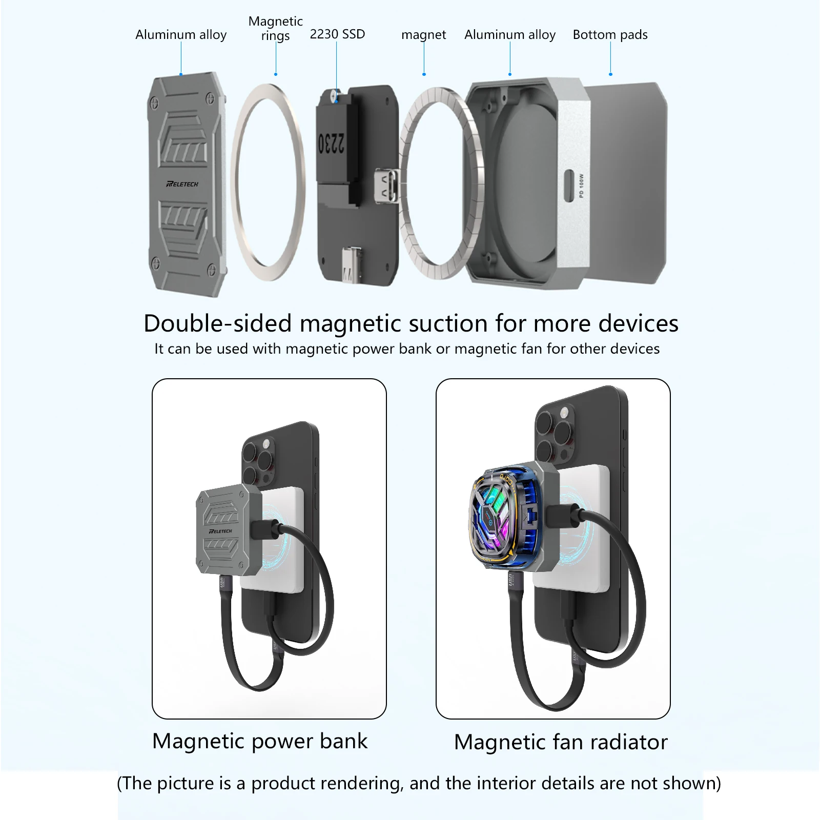 Портативный SSD Reletech Elite9 Pro 1 ТБ Магнитный Твердотельный Накопитель Сверхбыстрая