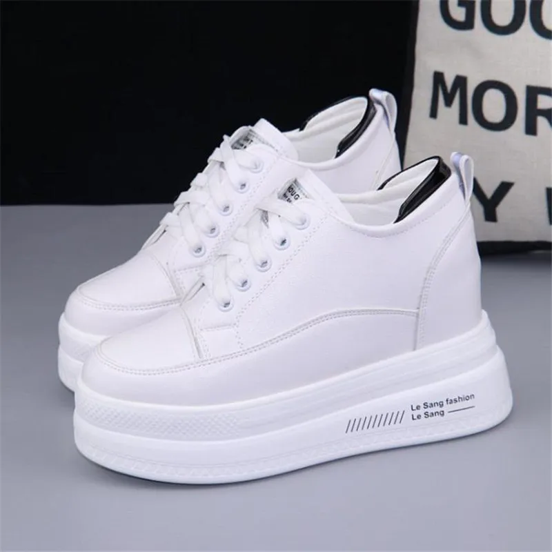 YeddaMavis Black Women's High Heels Shoes 10CM Thick Base Women Sneakers New Autumn Winter Fashion Casual Shoes White Size 34-40