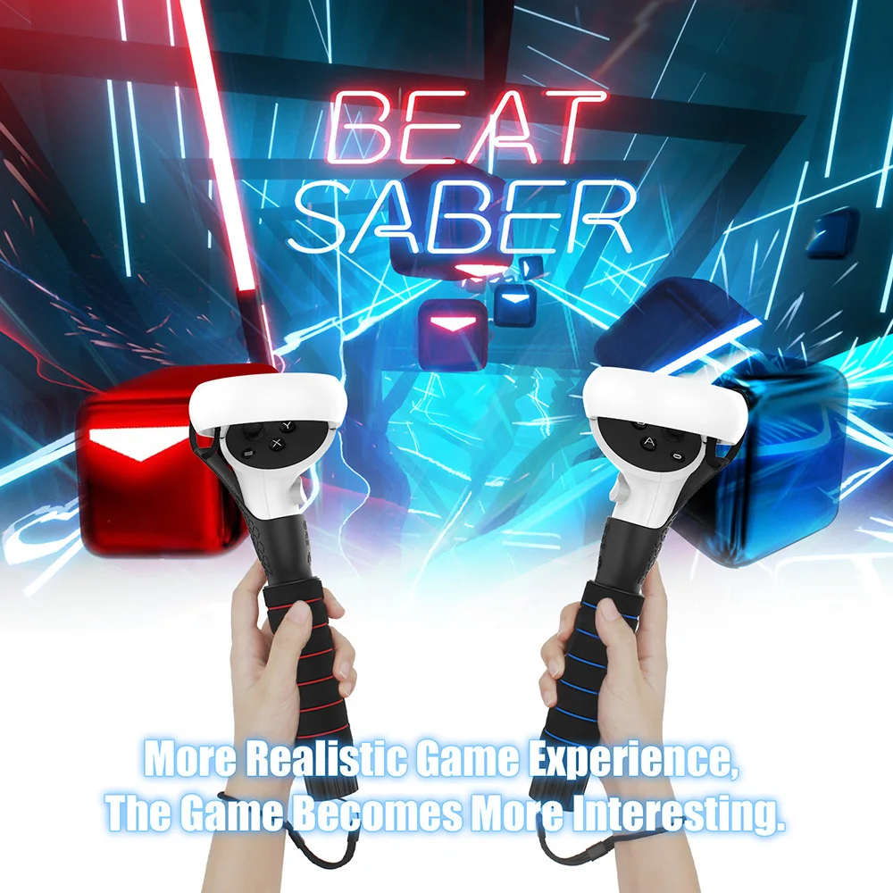 

Dual Handles Extension Grips For Oculus Quest,Oculus Quest 2,Rift S VR Touch Controllers Playing Beat Saber Game Accessories
