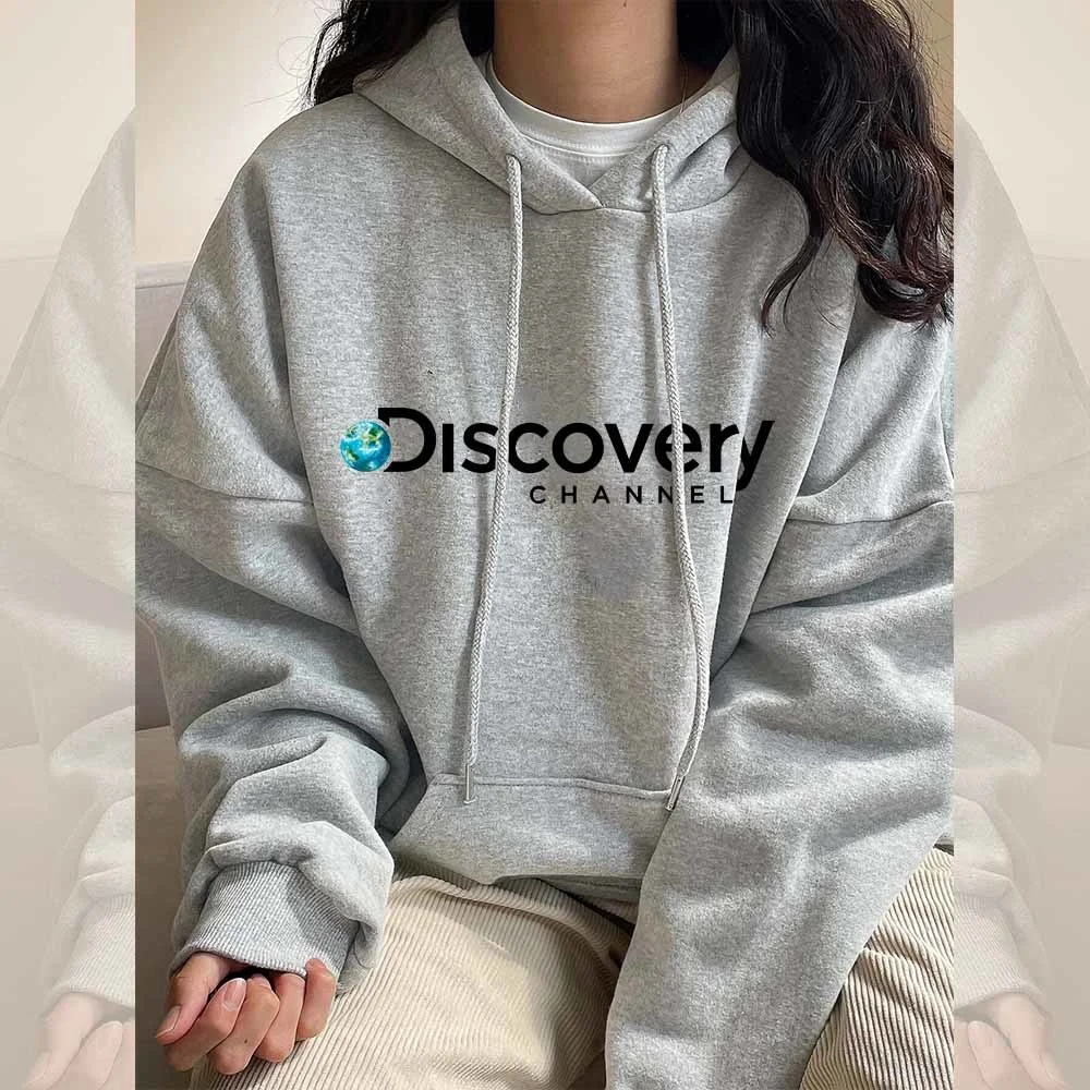 

Женские толстовки с надписью Earth Discover, однотонный простой спортивный пуловер с длинным рукавом, свитшот, брендовый флисовый женский топ