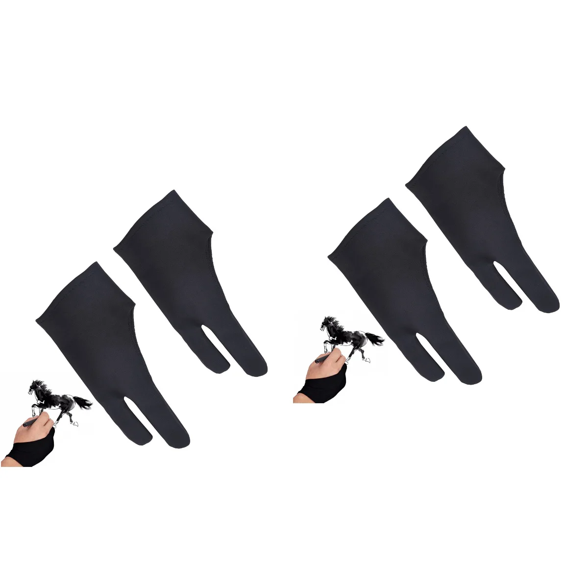 

4 pcs Two Finger Drawing Glove Artist for Sketching Painting Box, Graphic Tablet, Pen Display and Pro Size